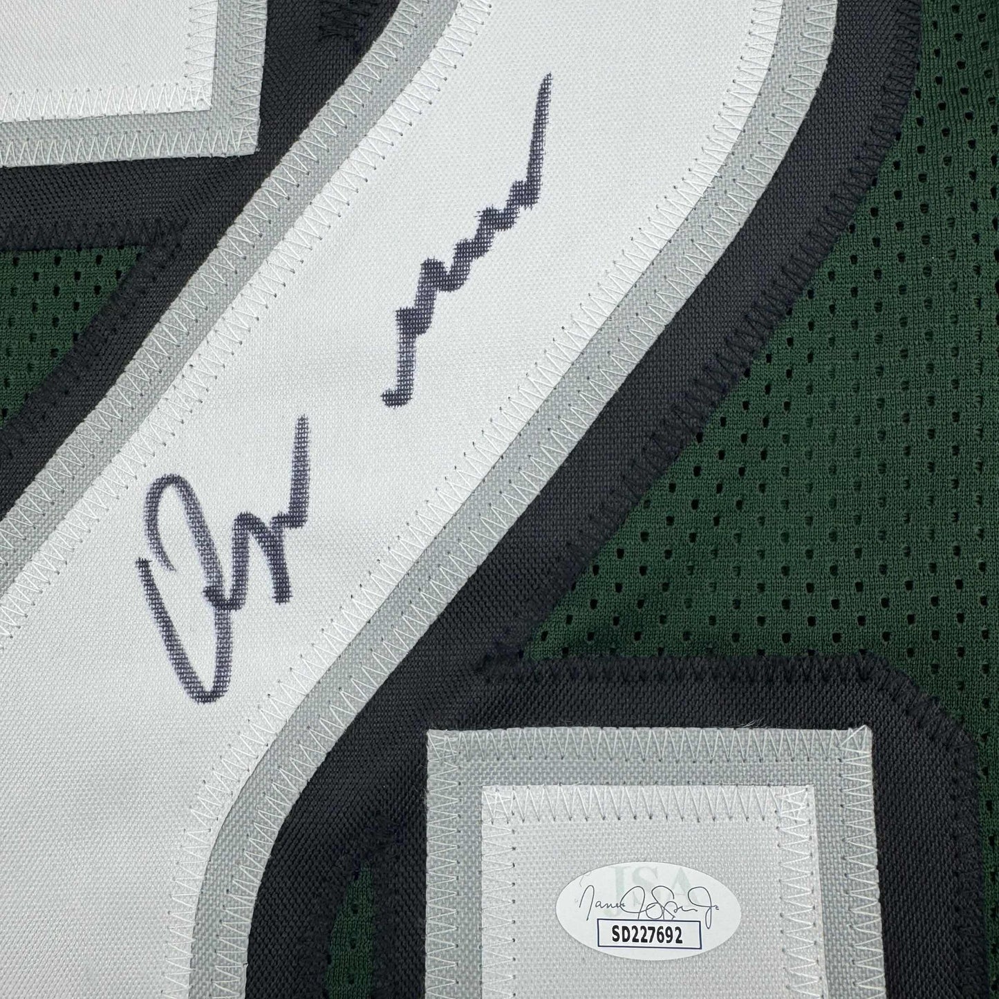 Autographed/Signed Quinyon Mitchell Philadelphia Green Football Jersey JSA COA