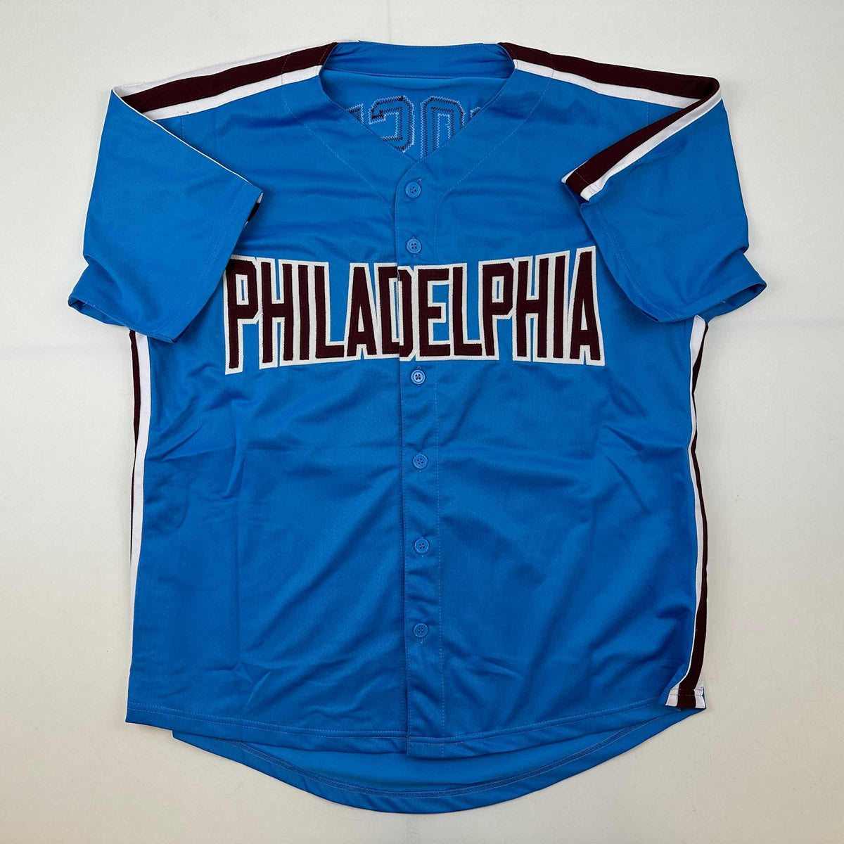 Autographed/Signed Pete Rose Philadelphia Retro Blue Baseball Jersey JSA COA