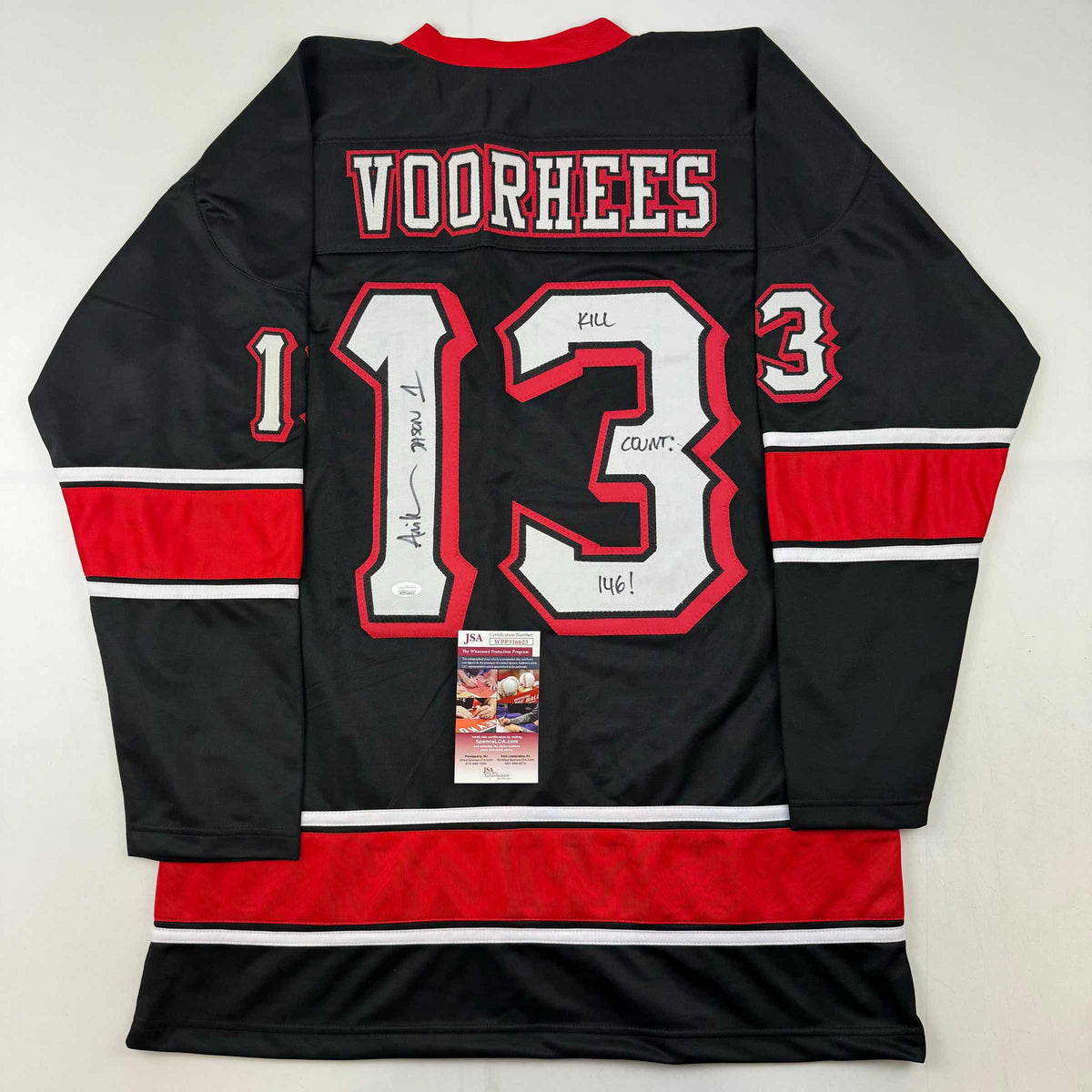 Autographed/Signed Ari Lehman Jason Voorhees Friday The 13th Black Movie Jersey JSA COA
