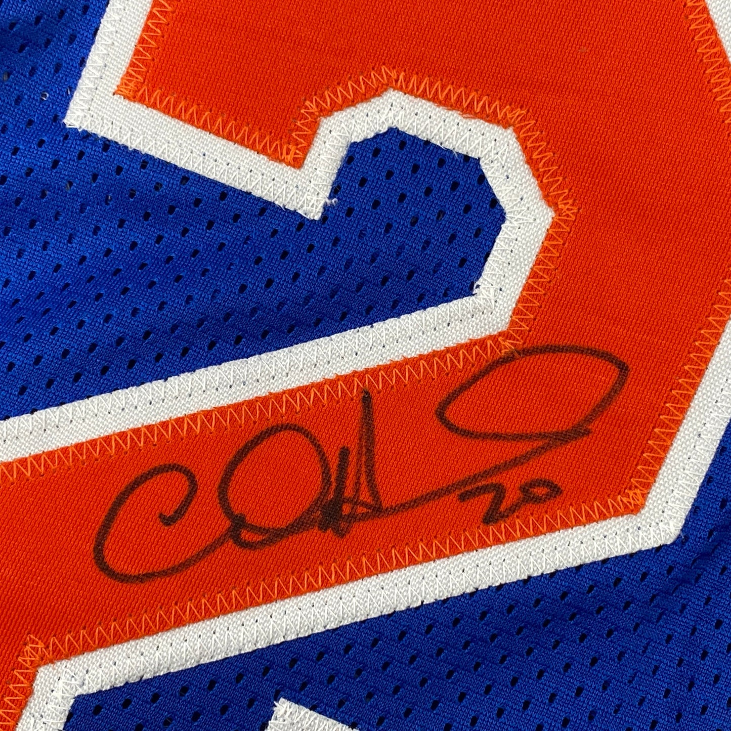 Autographed/Signed Allan Houston New York Blue Basketball Jersey PSA/DNA COA