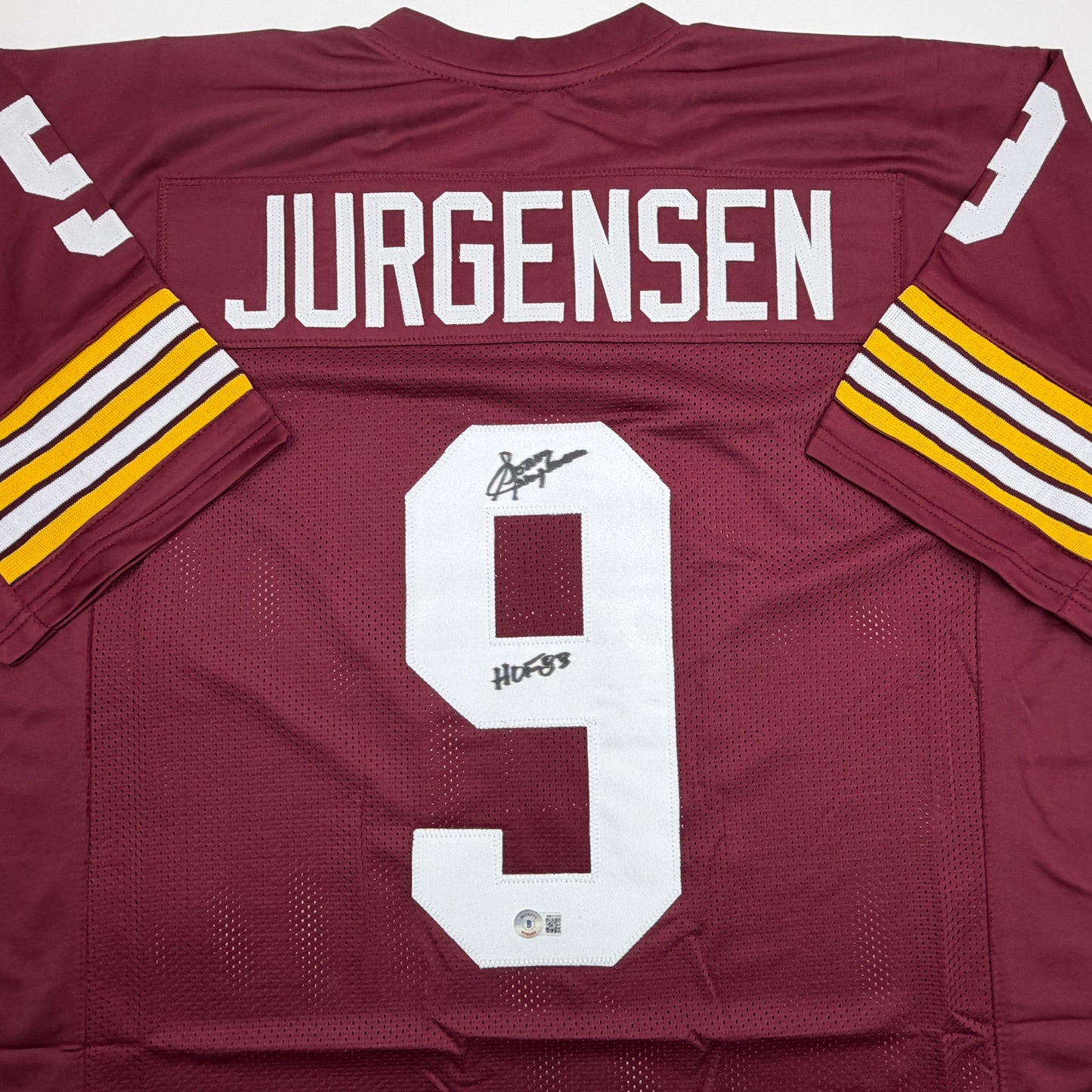 Autographed/Signed Sonny Jurgensen HOF 83 Washington Burgundy Football Jersey Beckett BAS COA