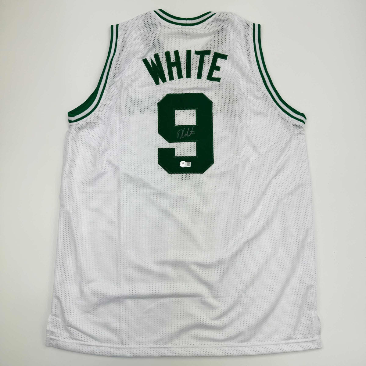 Autographed/Signed Derrick White Boston White Basketball Jersey Beckett BAS COA