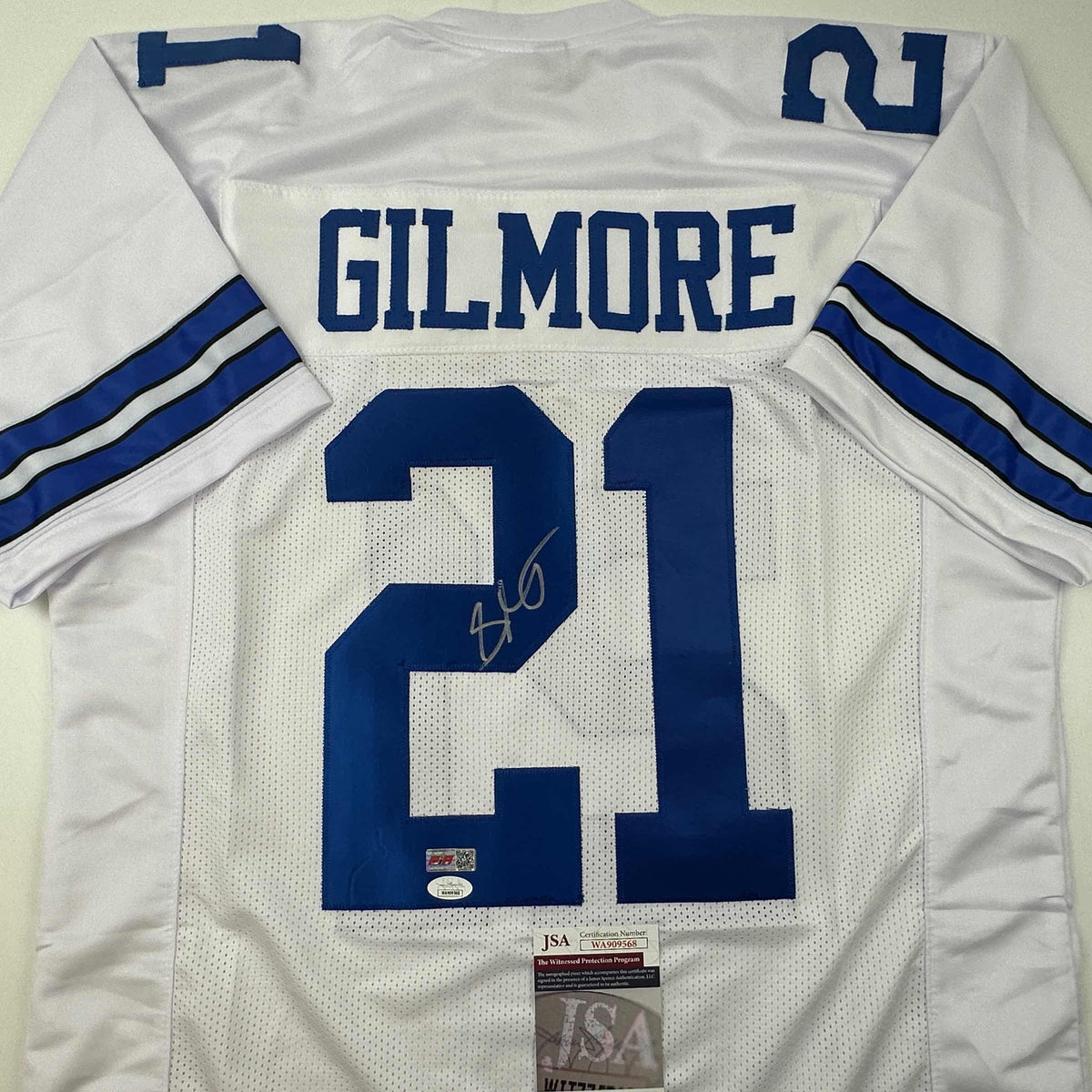 Autographed/Signed Stephon Gilmore Dallas White Football Jersey JSA COA