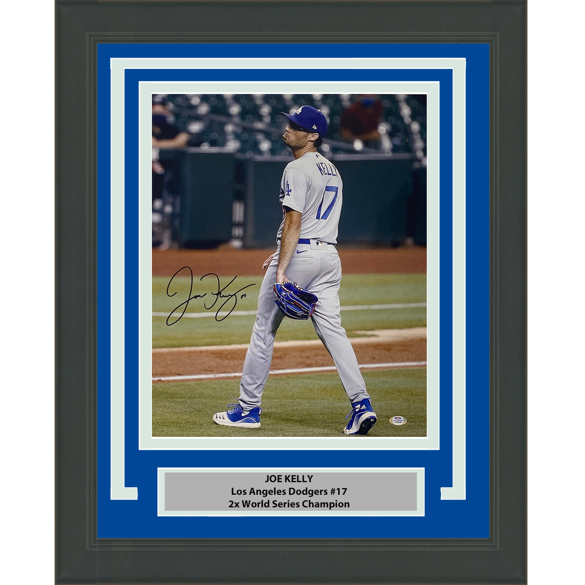 Framed Autographed/Signed Joe Kelly Pouty Face Los Angeles LA Dodgers 16x20 Baseball Photo PSA/DNA COA