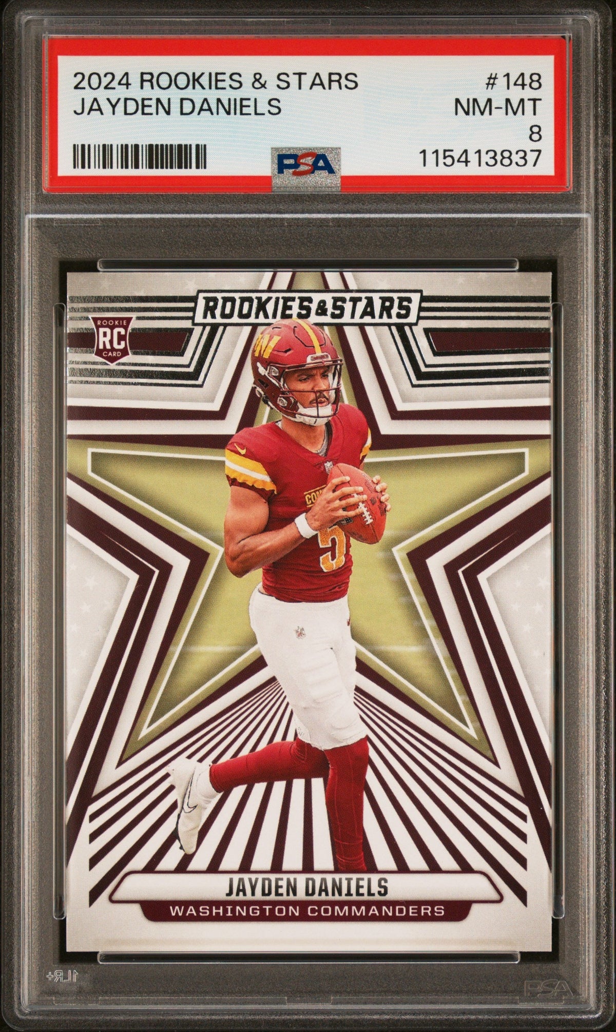 Graded 2024 Panini Rookies & Stars Jayden Daniels #148 Rookie RC Football Card PSA 8 Near Mint