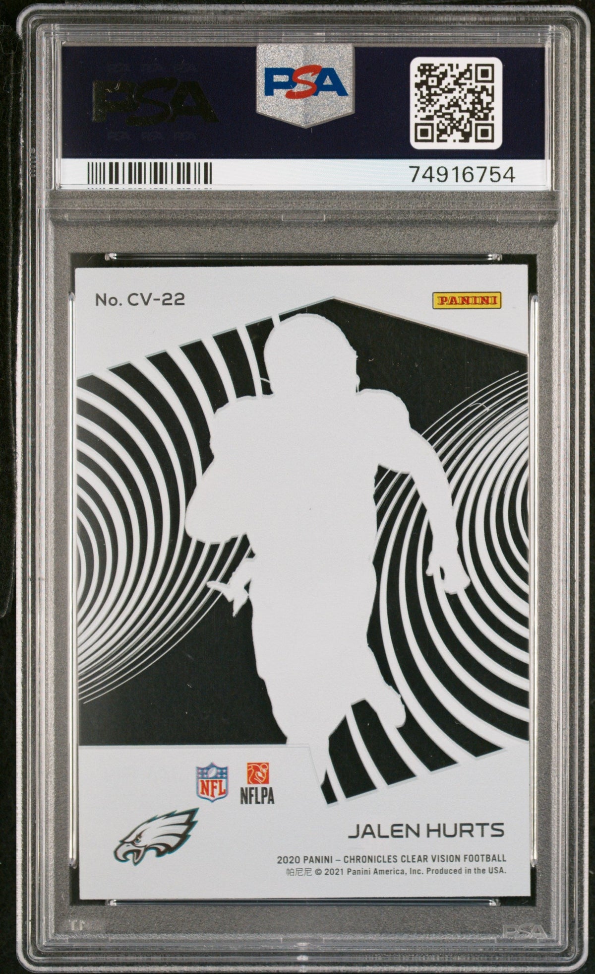 Graded 2020 Panini Chronicles Jalen Hurts #CV22 Clear Vision Rookies Rookie RC Football Card PSA 10 Gem Mint