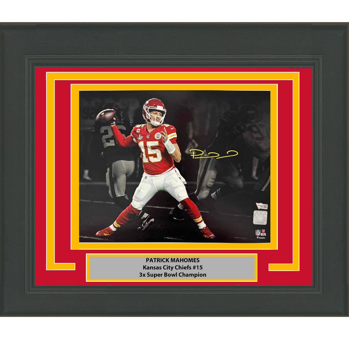 Framed Autographed/Signed Patrick Mahomes Kansas City Chiefs 11x14 Football Photo Fanatics COA