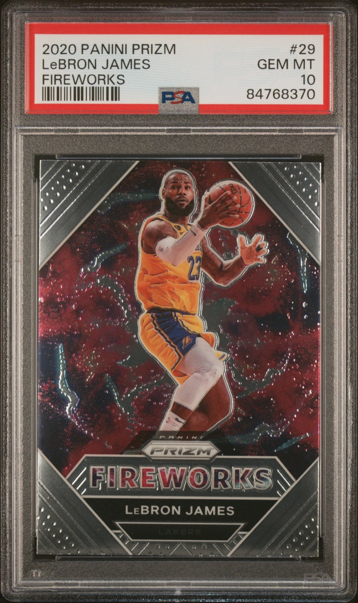 Graded 2020 Panini Prizm LeBron James #29 Fireworks Basketball Card PSA 10 Gem Mint