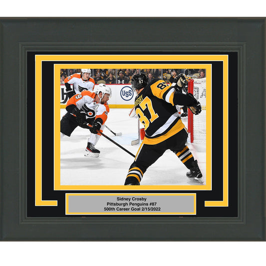Framed Sidney Crosby 500th Goal Pittsburgh Penguins 8x10 Hockey Photo