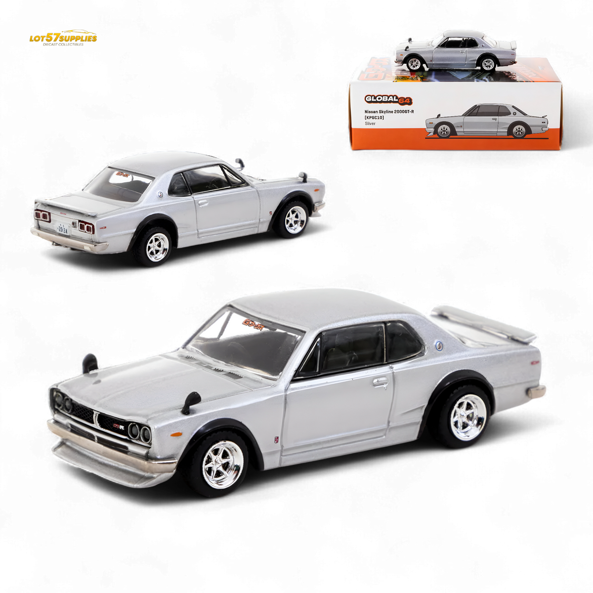 Tarmac Works Nissan Skyline 2000 GT-R Silver 1:64