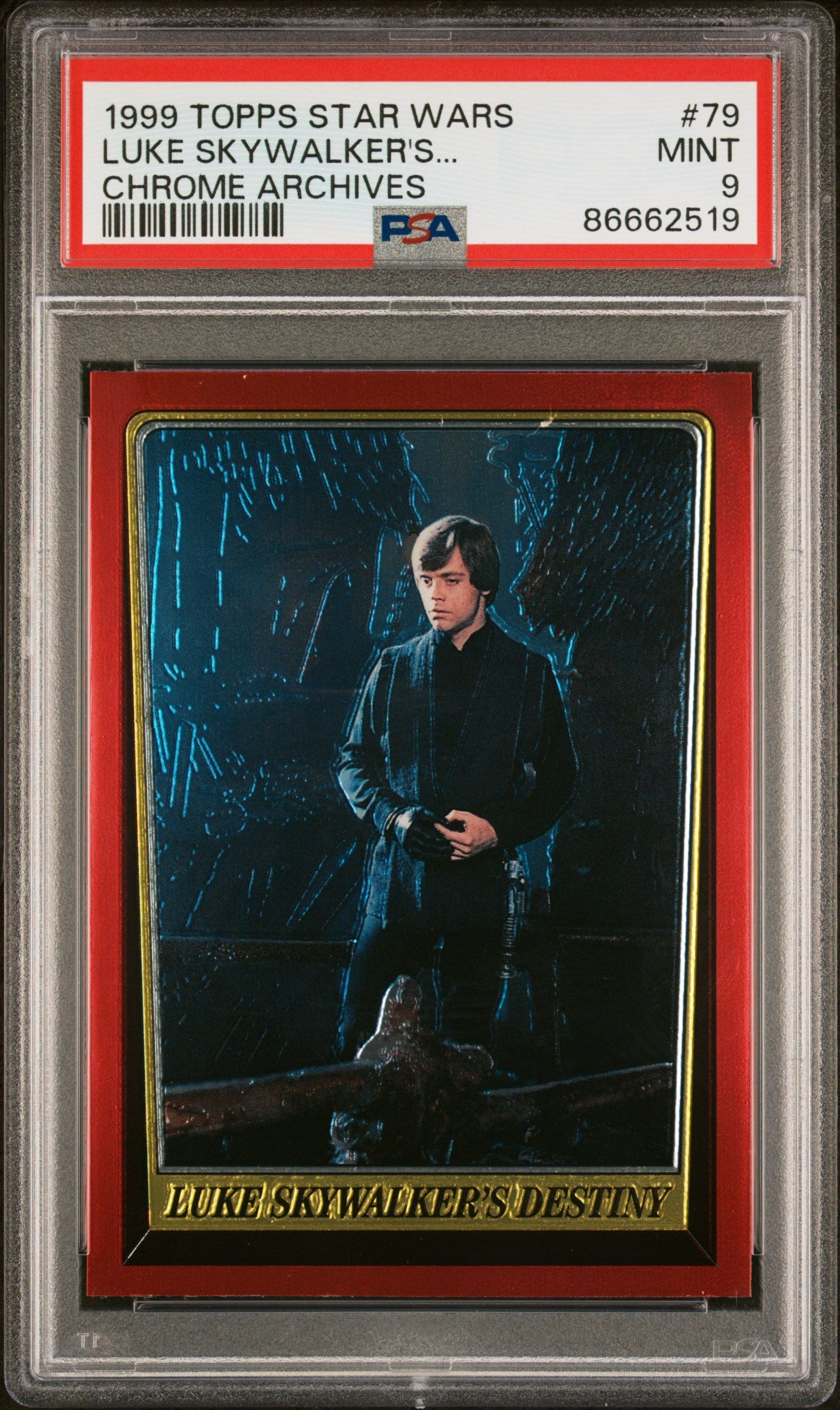 1999 TOPPS CHROME STAR WARS CHROME ARCHIVES LUKE SKYWALKER'S DESTINY... CHROME ARCHIVES #79 - PSA 9