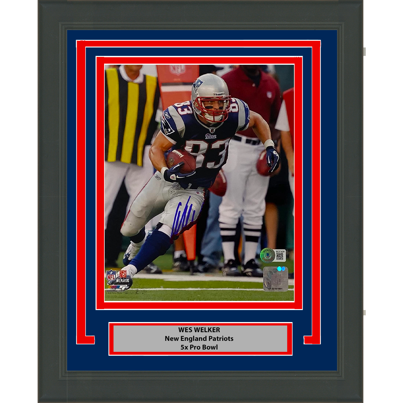 Framed Autographed/Signed Wes Welker New England Patriots 8x10 Football Photo Beckett BAS COA