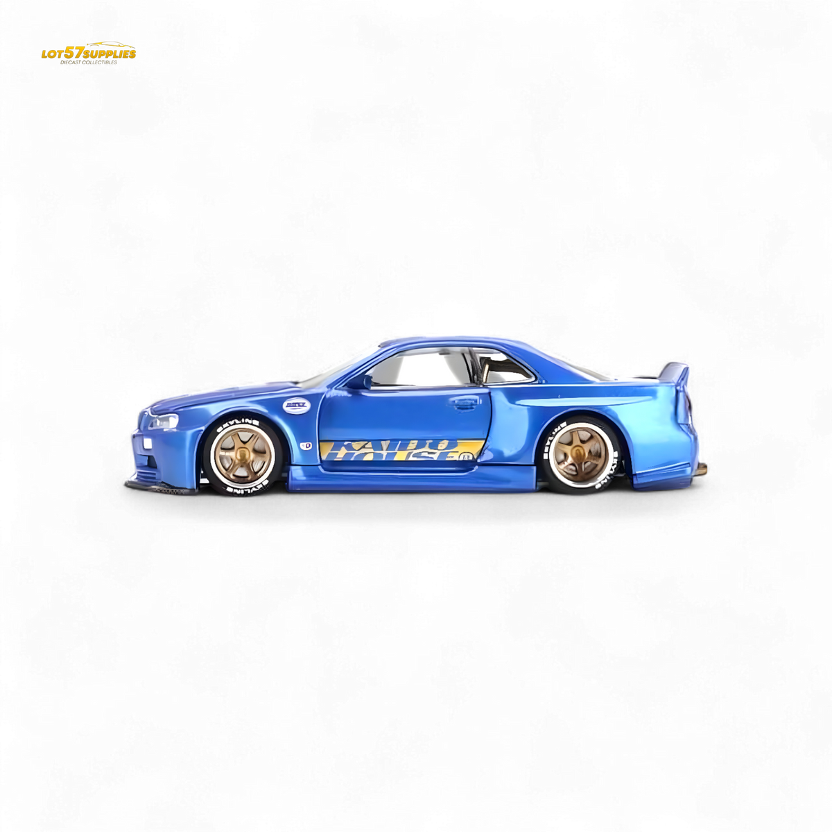 Mini GT x Kaido House Nissan Skyline GT-R R34 V2 Shinjuku Blue 1:64