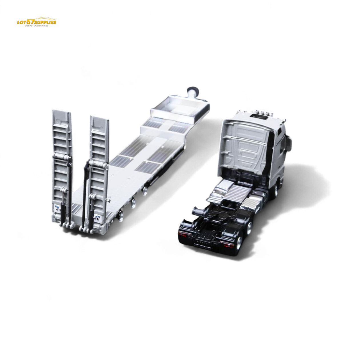 TimeMicro & Perka BENZ FLATBED TRANSPORT VEHICLE - White 1:64