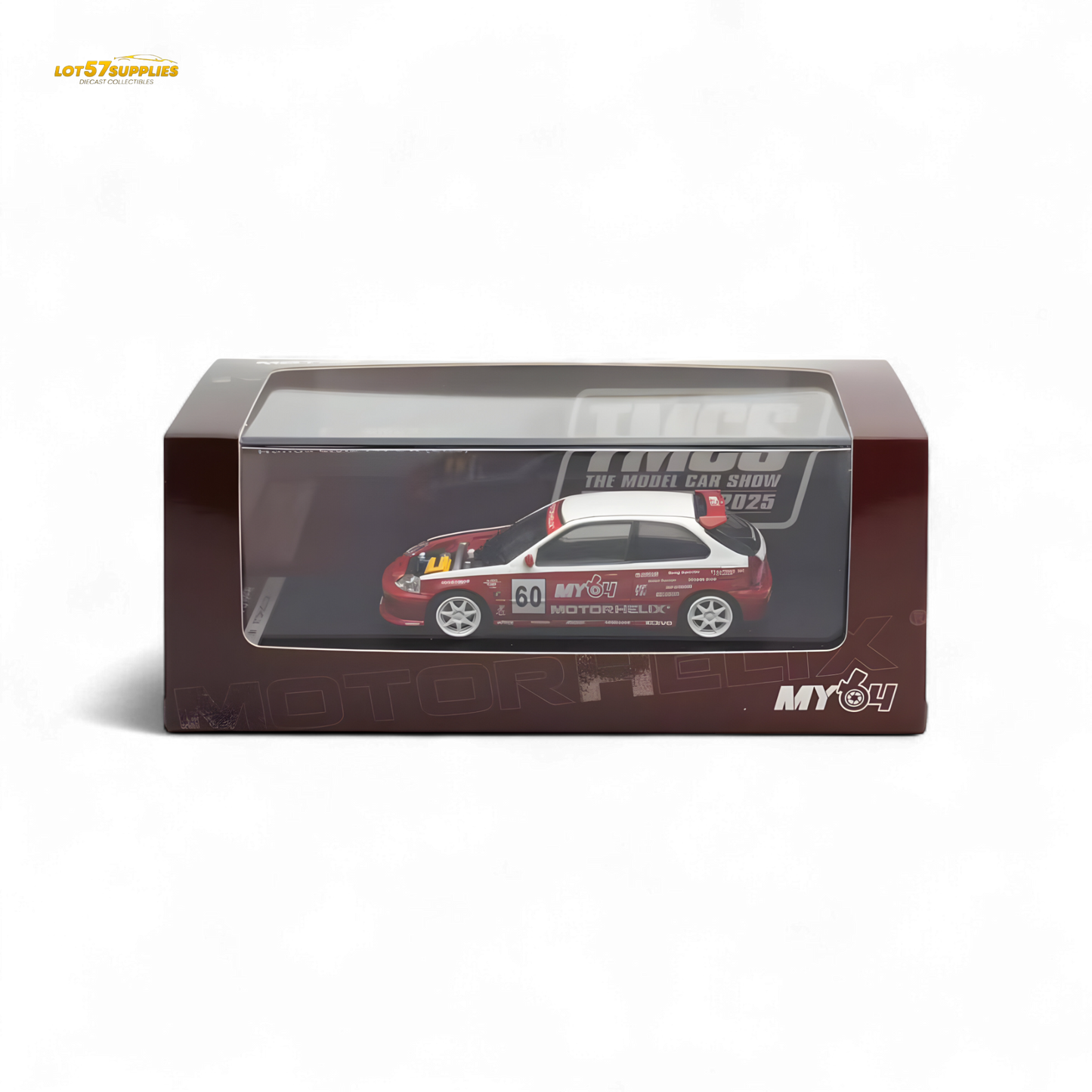 MOTORHELIX Honda Civic EK9 White Red 1:64