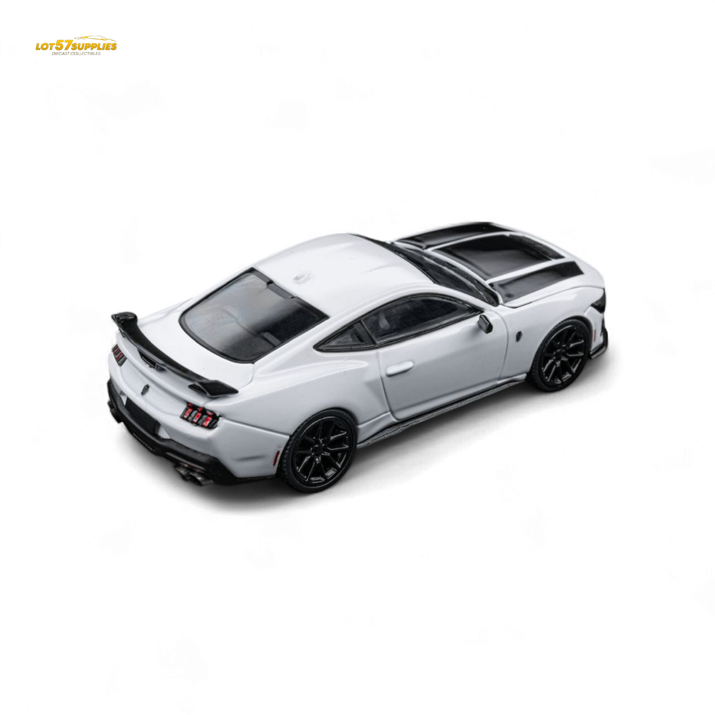 DCM Mustang Dark Horse - Crystal White - Black Wheels 1:64