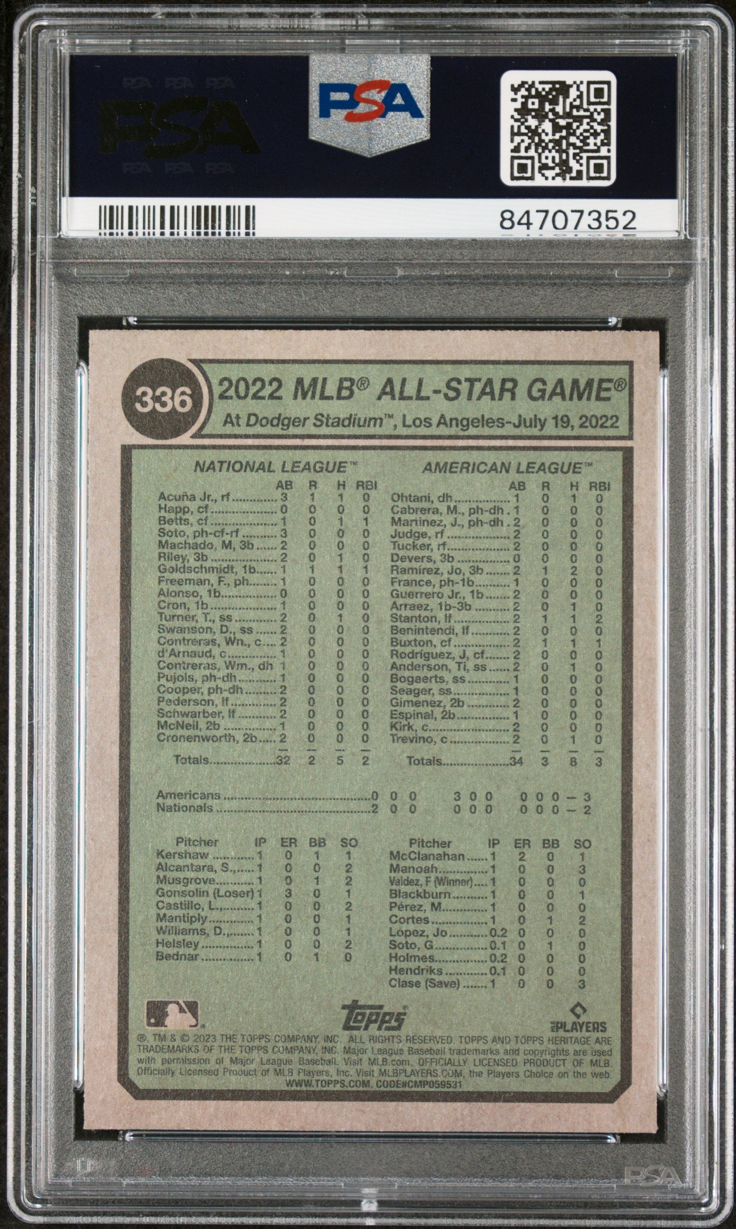 2023 TOPPS HERITAGE ACUNA JR/JUDGE  #336 - PSA 10