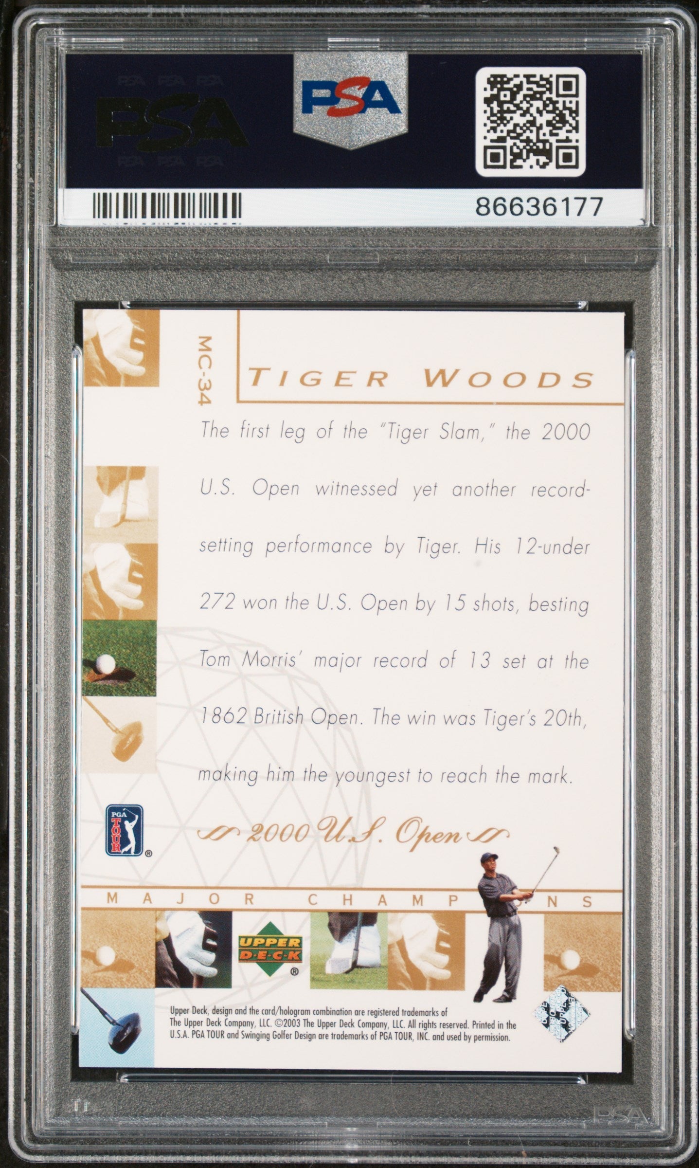 2003 UPPER DECK MAJOR CHAMPIONS TIGER WOODS MAJOR CHAMPIONS #MC-34 - PSA 9