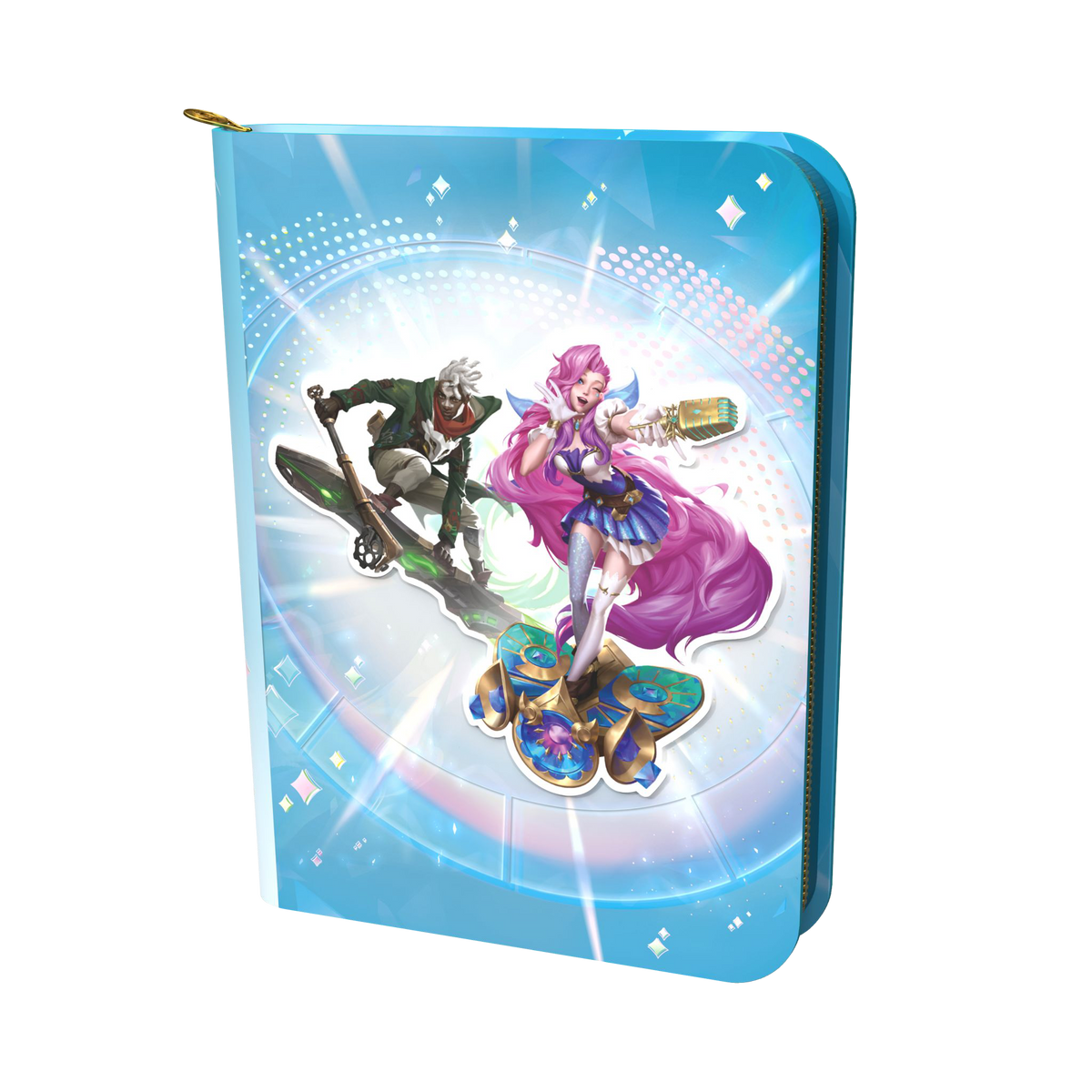 Official Riftbound Radiance 9-pocket collector's binder front cover with Ekko and Seraphine artwork