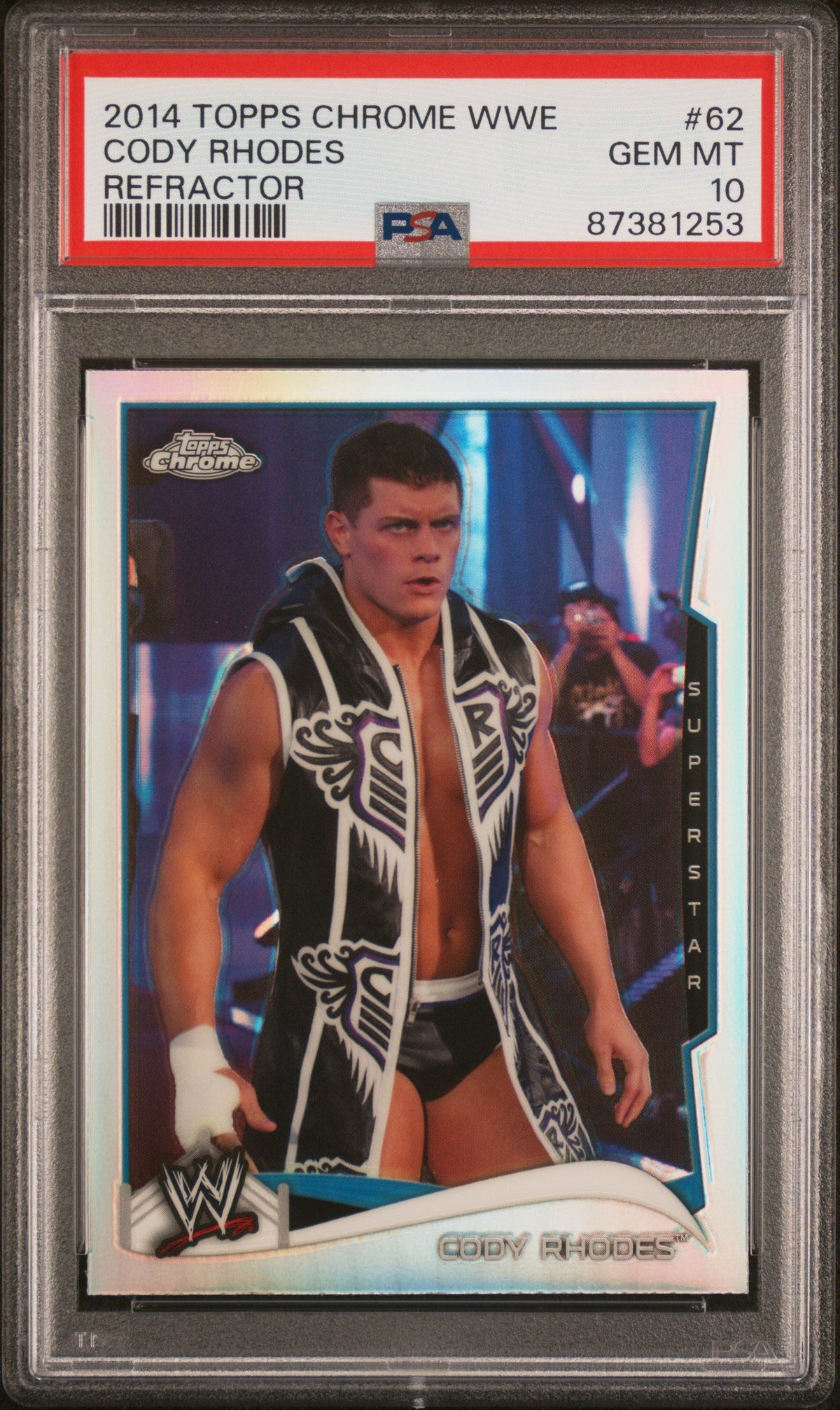 Graded 2014 Topps Chrome WWE Cody Rhodes #62 Refractor Wrestling Card PSA 10 Gem Mint