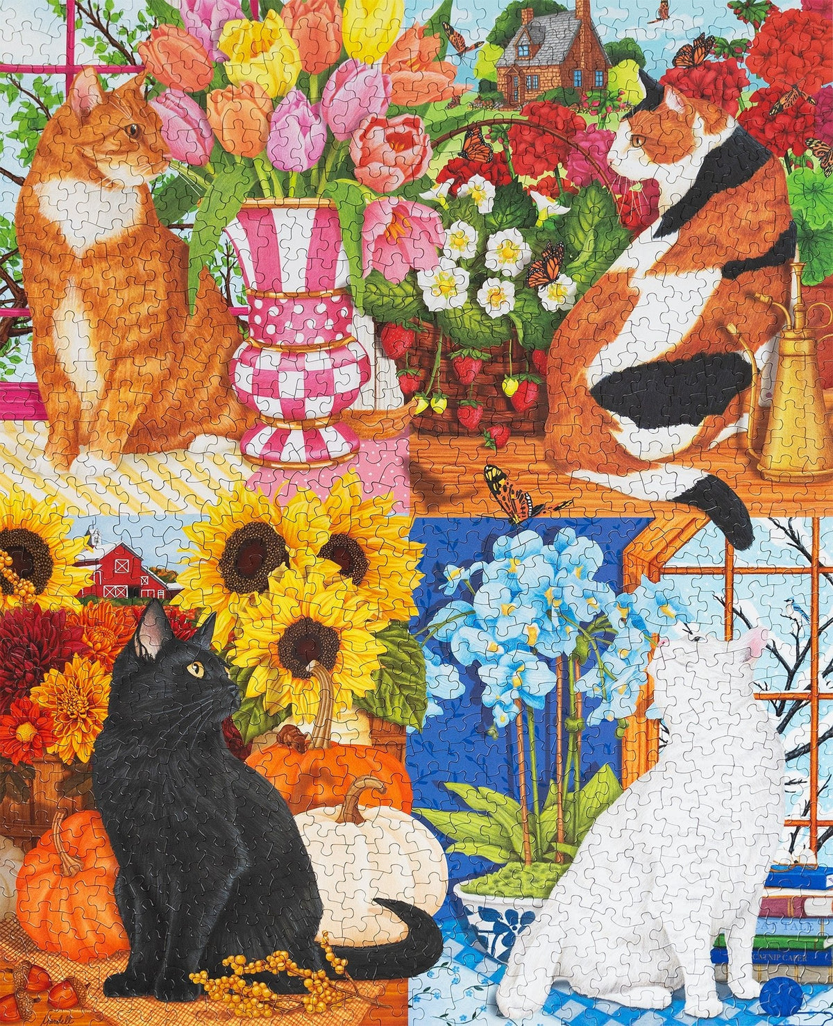 Four Seasons of Cats 1000 Piece Jigsaw Puzzle | Springbok Puzzles