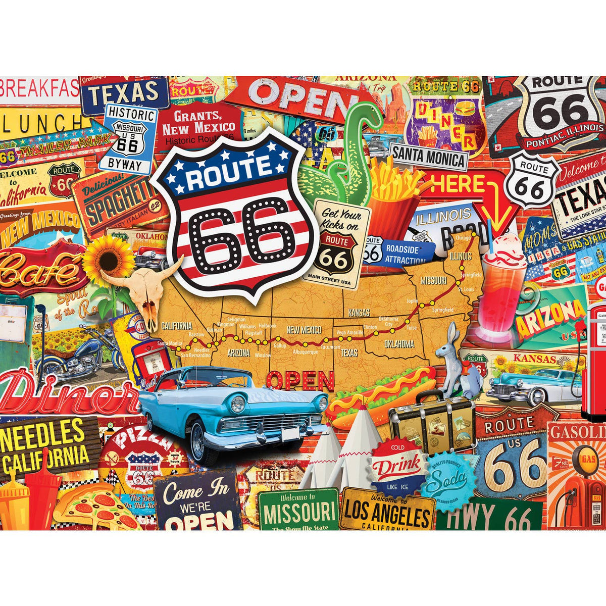 Greetings From Route 66 - 550 Piece Puzzle by MasterPieces