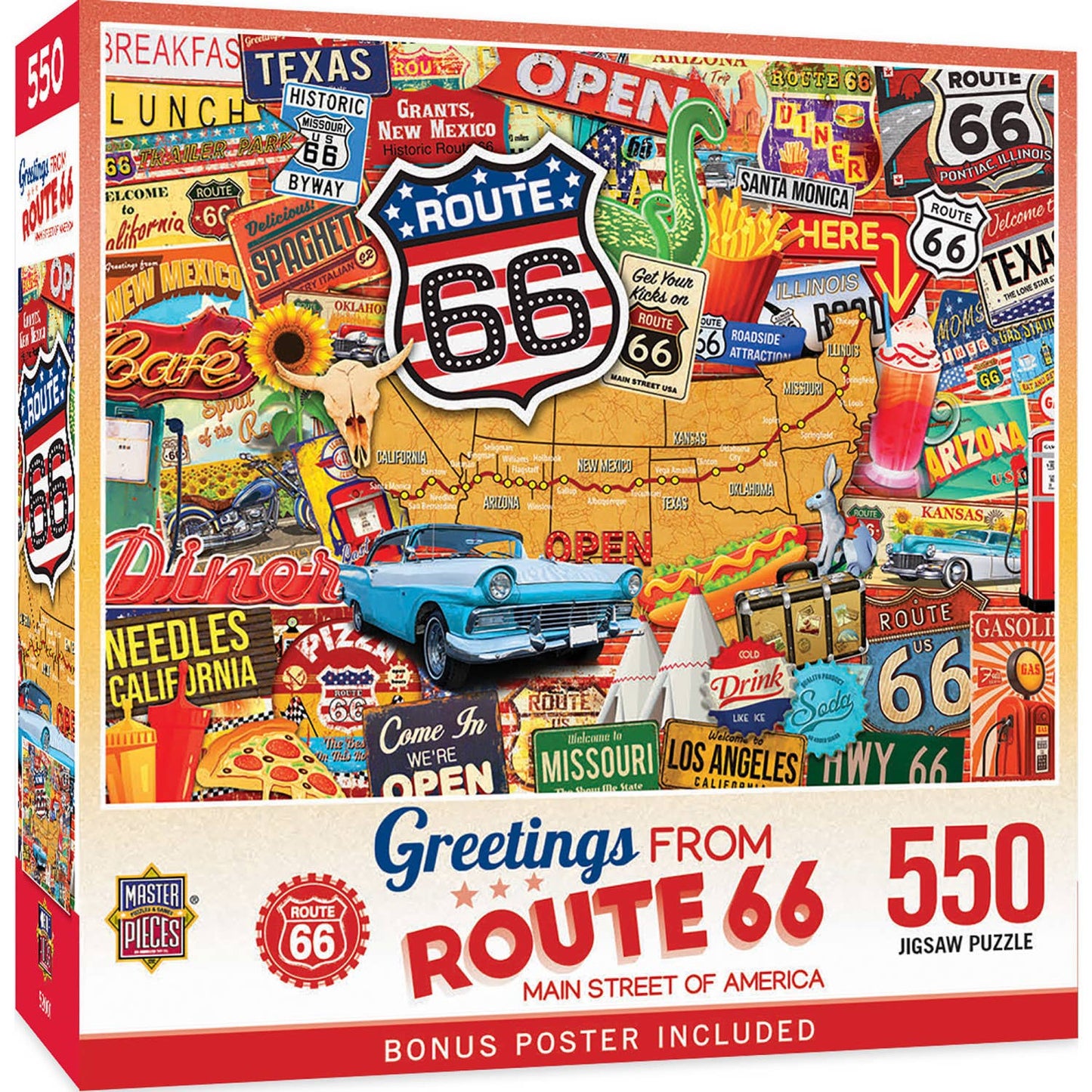 Greetings From Route 66 - 550 Piece Puzzle by MasterPieces