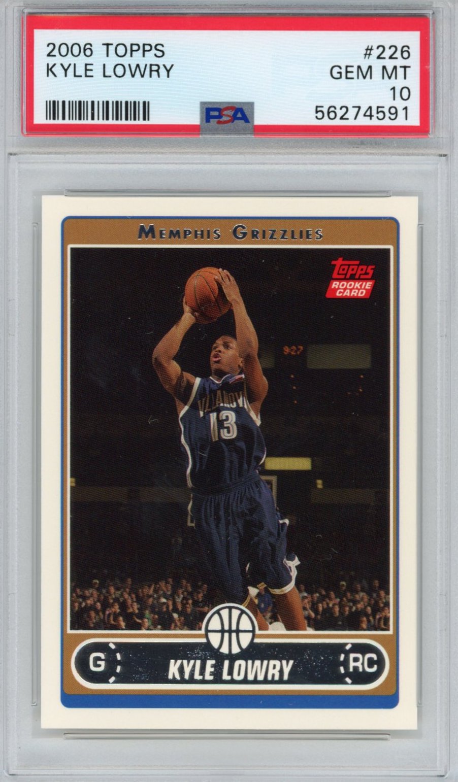 Graded 2006-07 Topps Kyle Lowry #226 Rookie RC Basketball Card PSA 10 Gem Mint