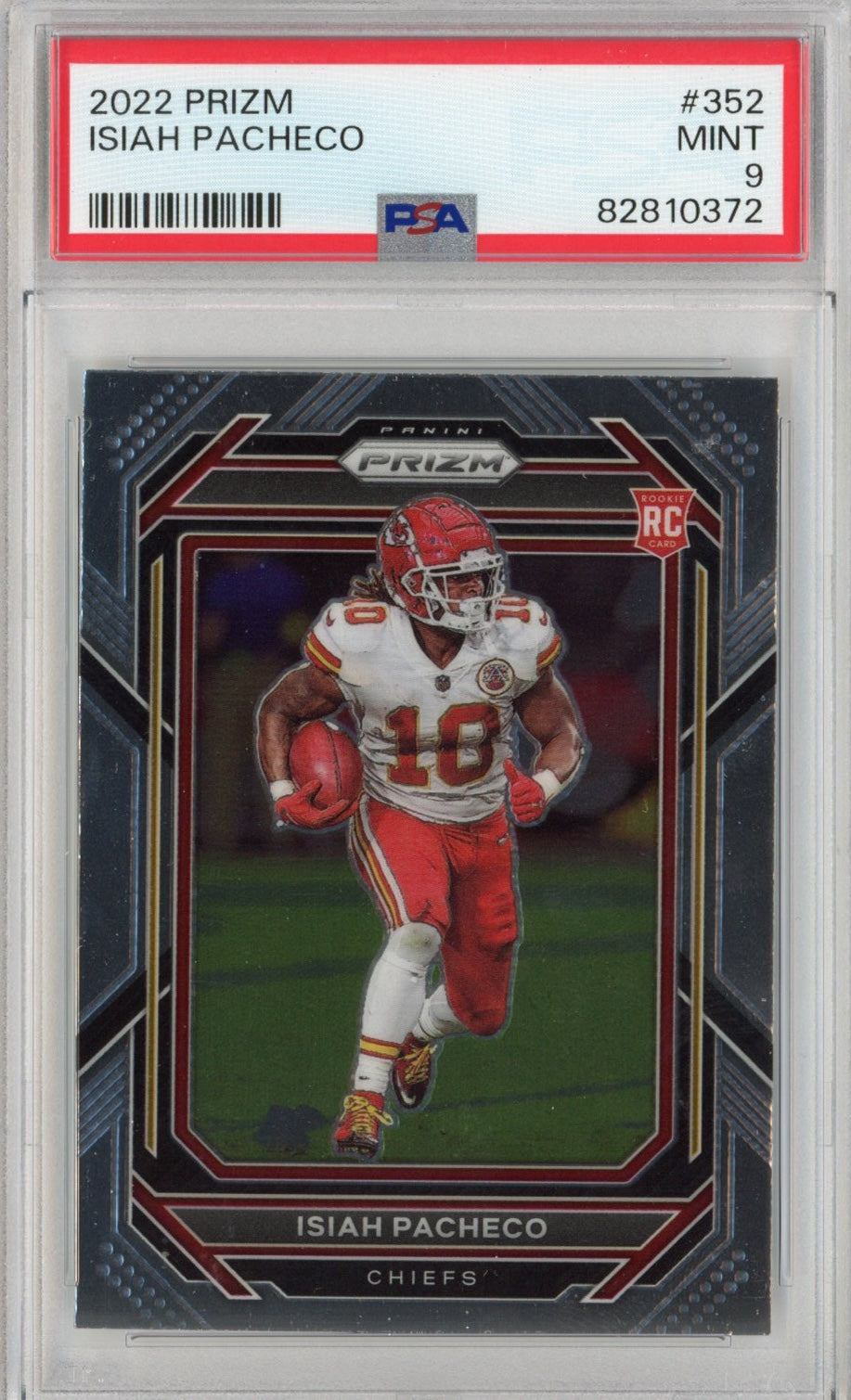 Graded 2022 Panini Prizm Isiah Pacheco #352 Rookie RC Football Card PSA 9 Mint