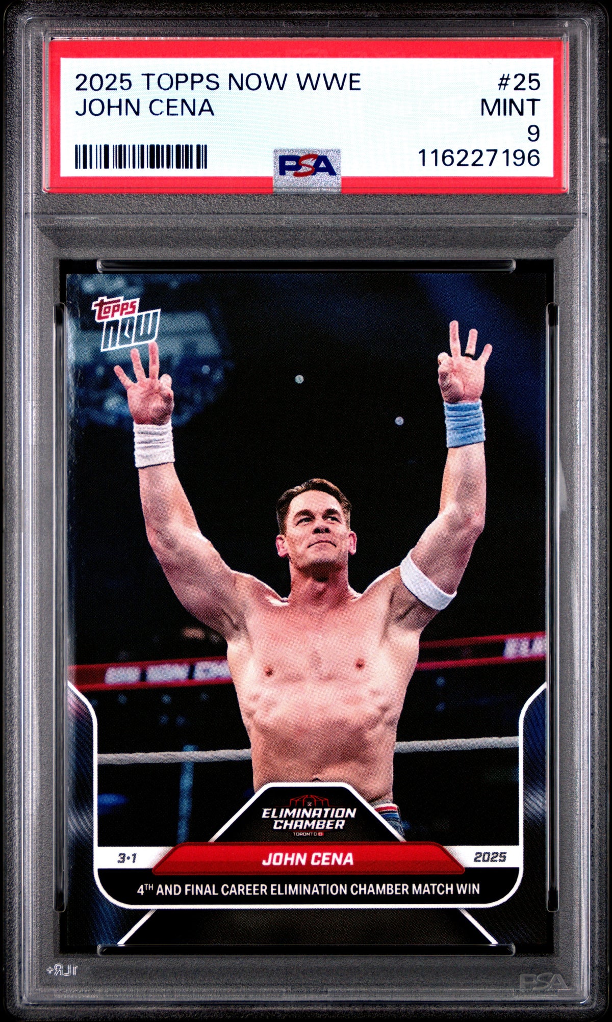 Graded 2025 Topps Now WWE John Cena #25 Wrestling Card PSA 9 Mint