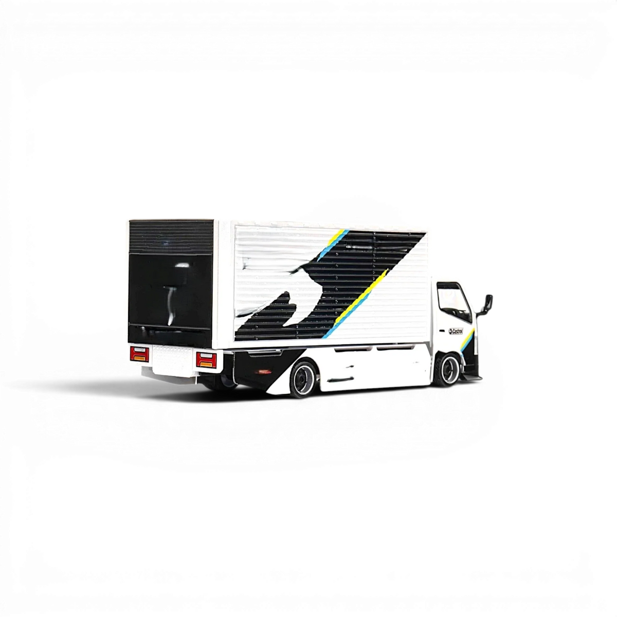 MicroTurbo HINO 300 Custom Box Truck White - Black Livery 1:64