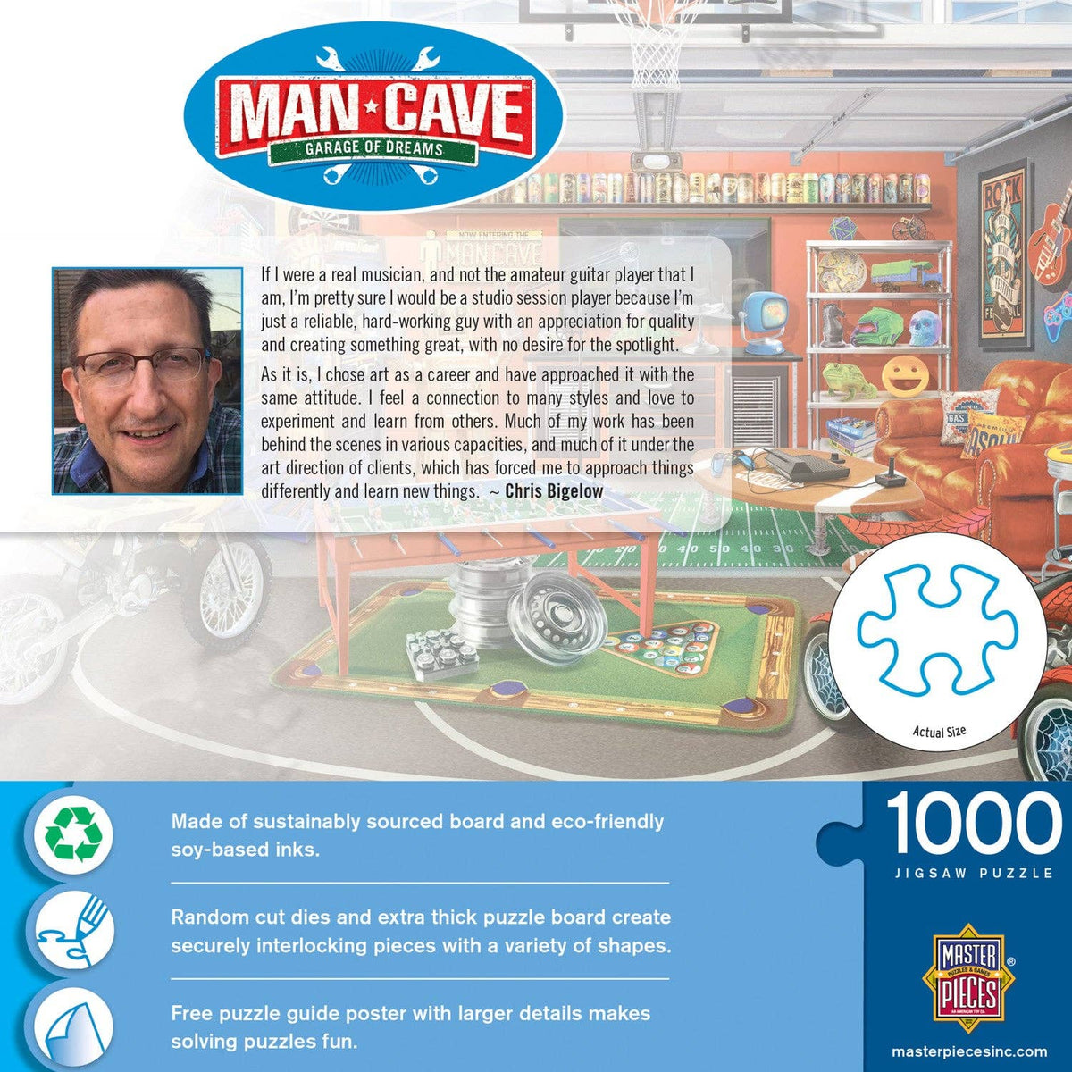 Man Cave Garage of Dreams 1000 Piece Jigsaw Puzzle | Masterpieces Puzzles