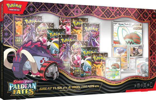 Paldean Fates Great Tusk ex & Iron Treads ex Premium Collection - SV: Paldean Fates (PAF)