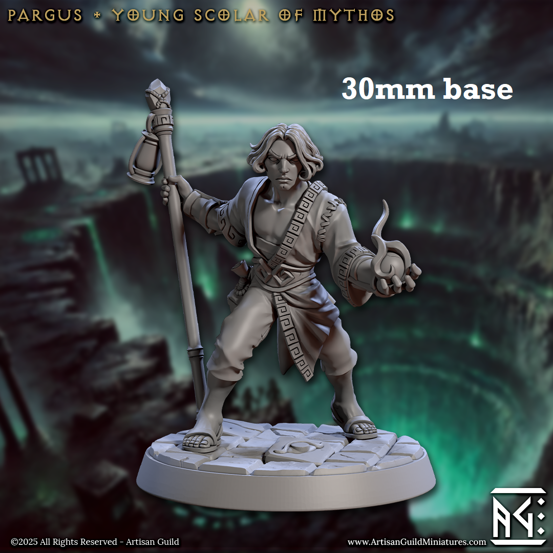 Pargus, Young Scholar of Mythos (Male Human Wizard)