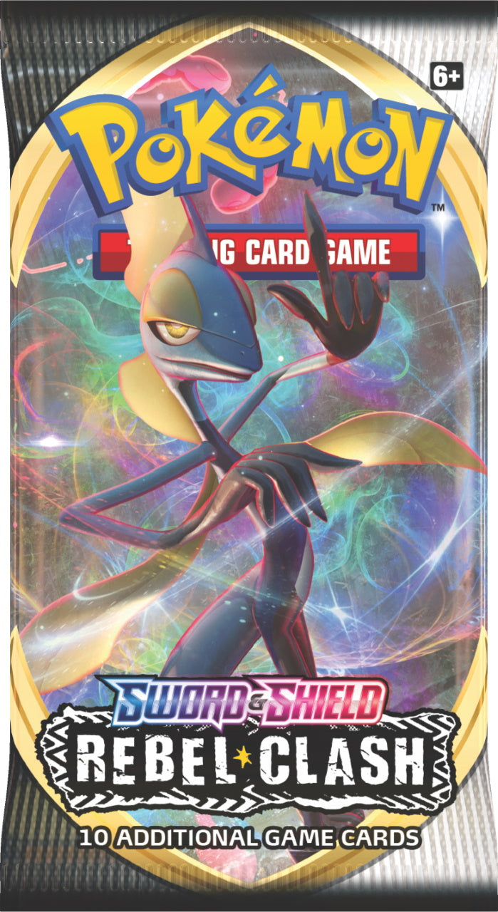 Pokémon Sword & Shield Rebel Clash booster pack featuring Inteleon artwork