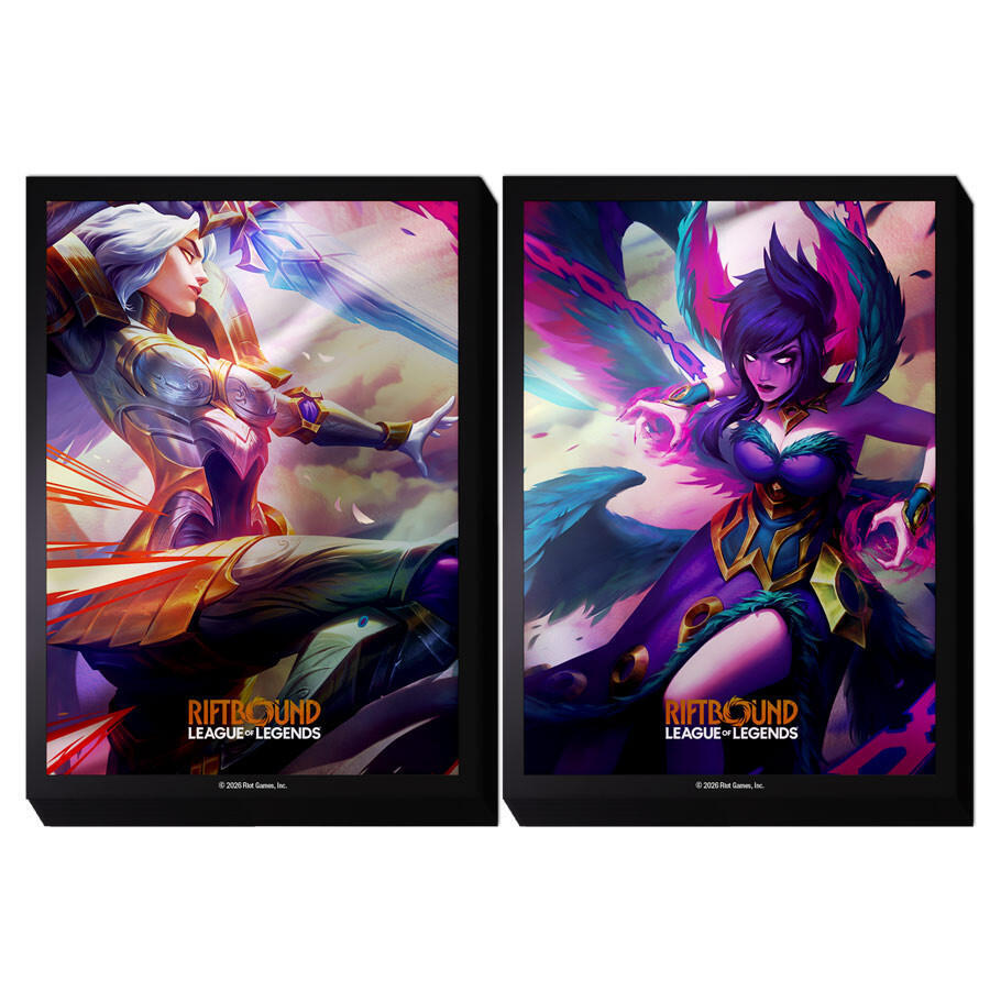 Riftbound Vendetta Kayle vs Morgana art sleeves