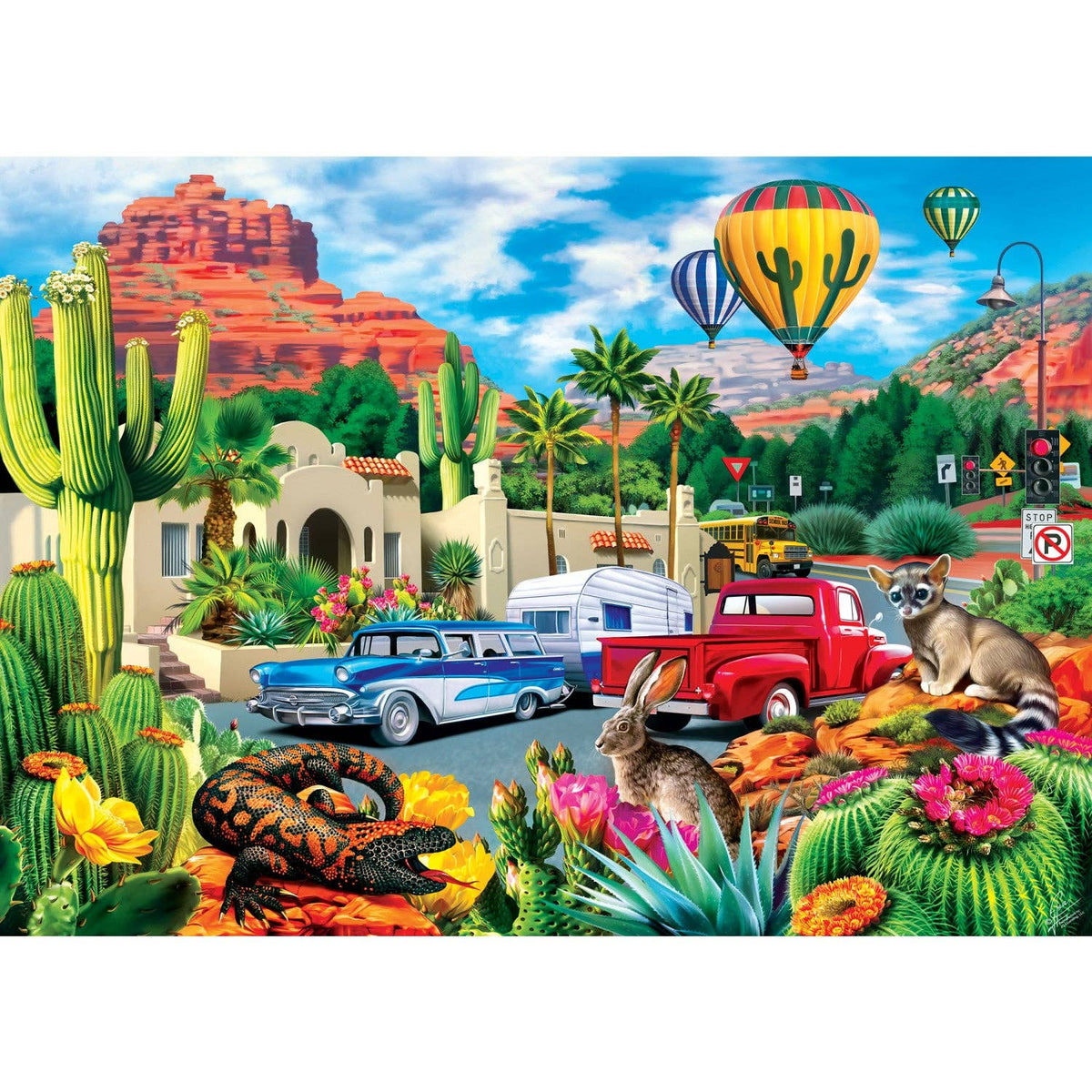 Roadsides of the Southwest Hot Air & Cool Cars 500 Piece Jigsaw Puzzle | Masterpieces