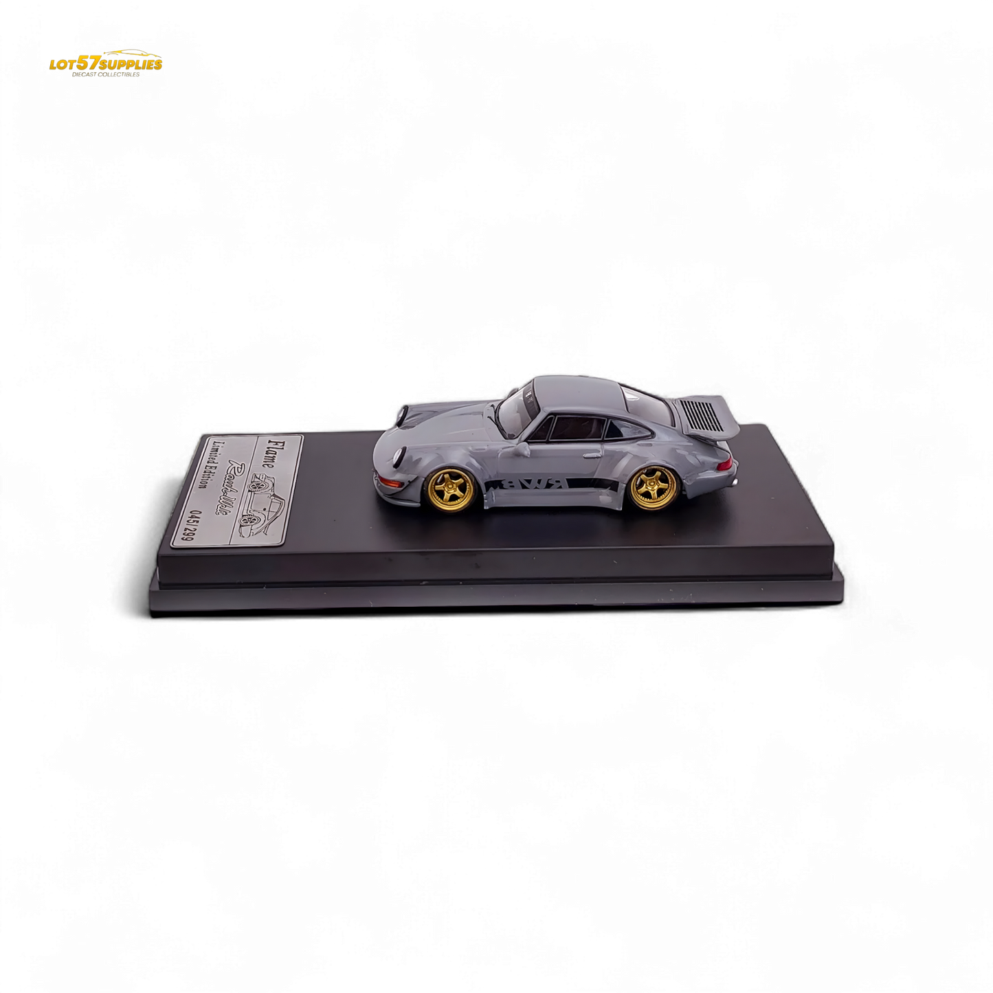Flame Porsche 964 RWB Whale Tale Cement Gray 1:64