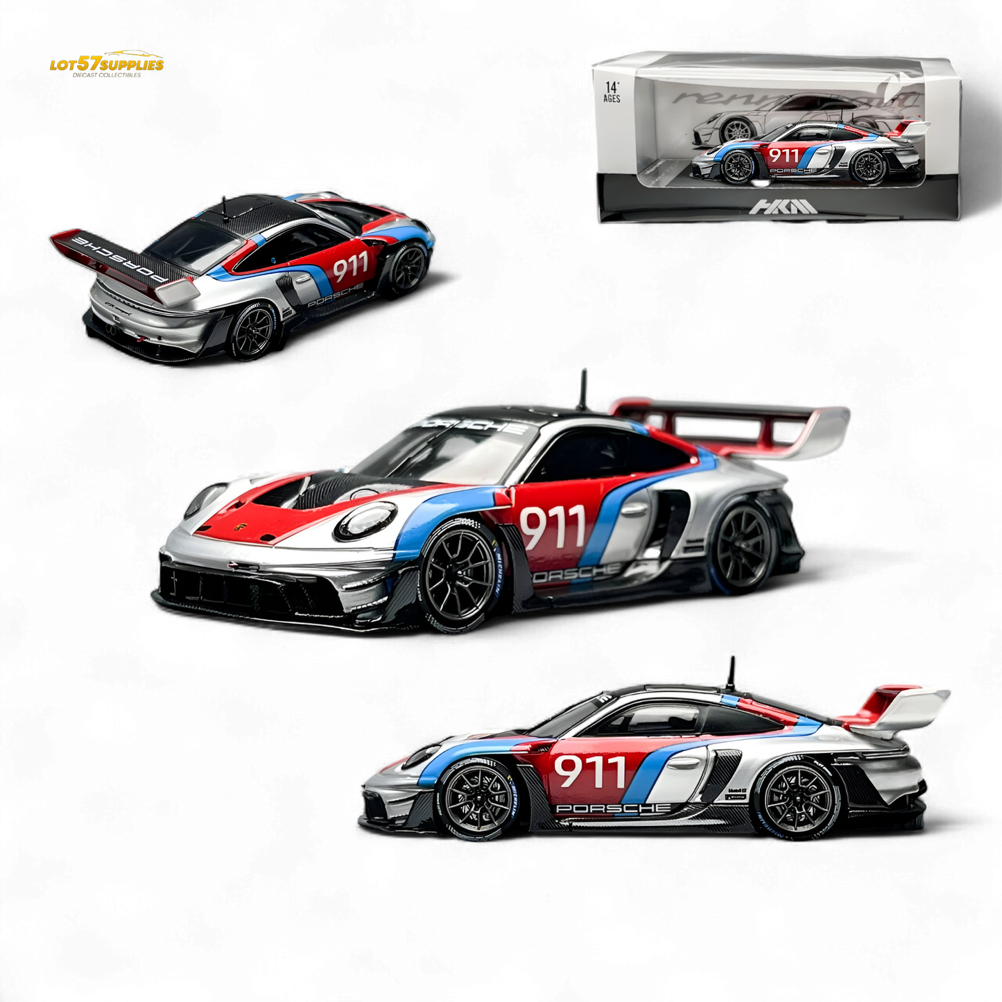 HKM Model Porsche 911 GT3 Rennsport Silver 1:64