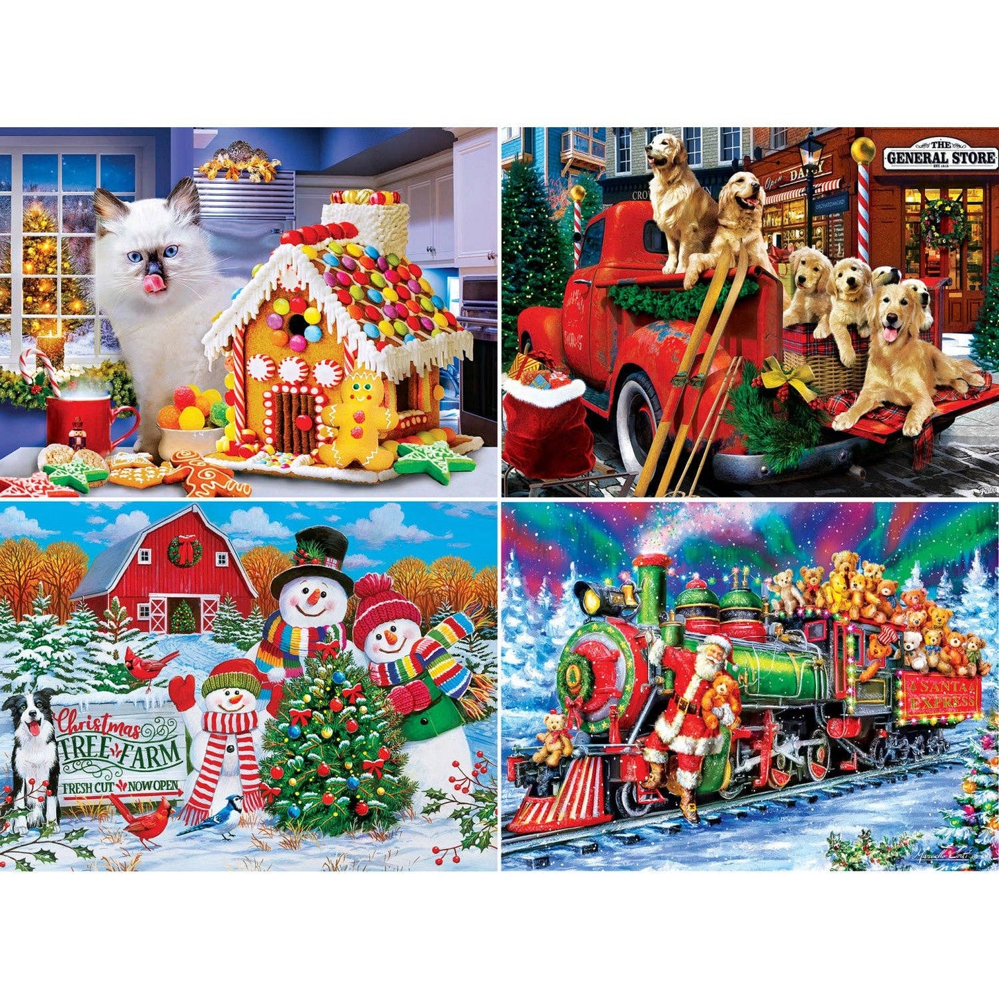 Season's Greetings 500 Piece Jigsaw Puzzles 4-Pack by Masterpieces