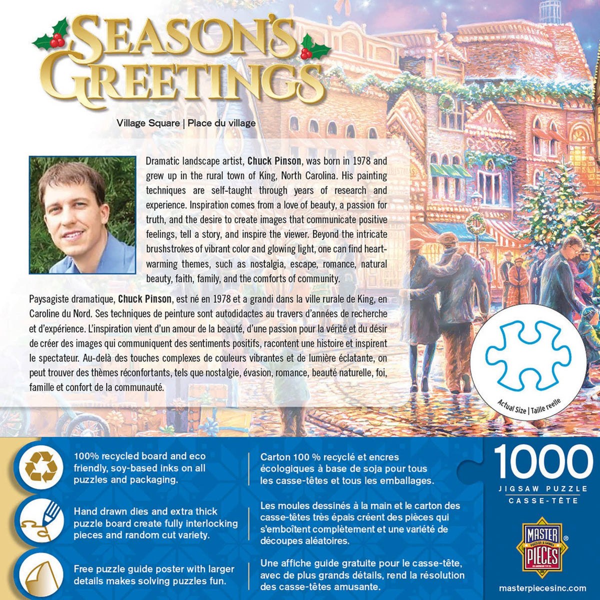 Season's Greetings - Village Square 1000 Piece Puzzle by Masterpieces
