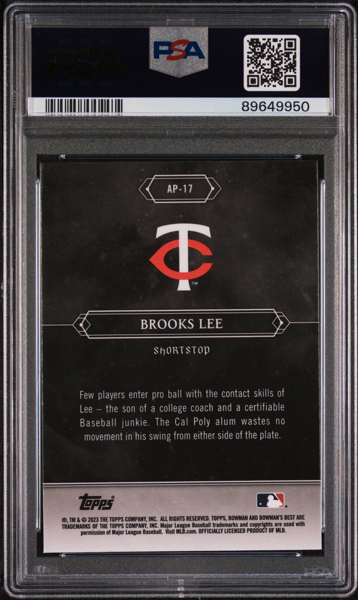 Graded 2023 Topps Bowmans Best Brooks Lee #AP17 Astral Projections Rookie RC Baseball Card PSA 10 Gem Mint