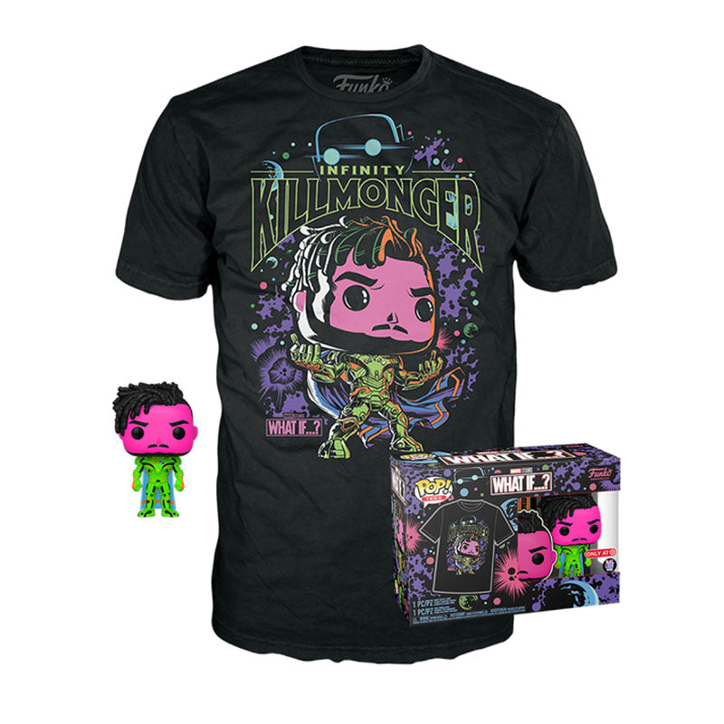 Infinity Killmonger (Blacklight) & Infinity Killmonger Tee (L, Sealed) 989 - Target Exclusive