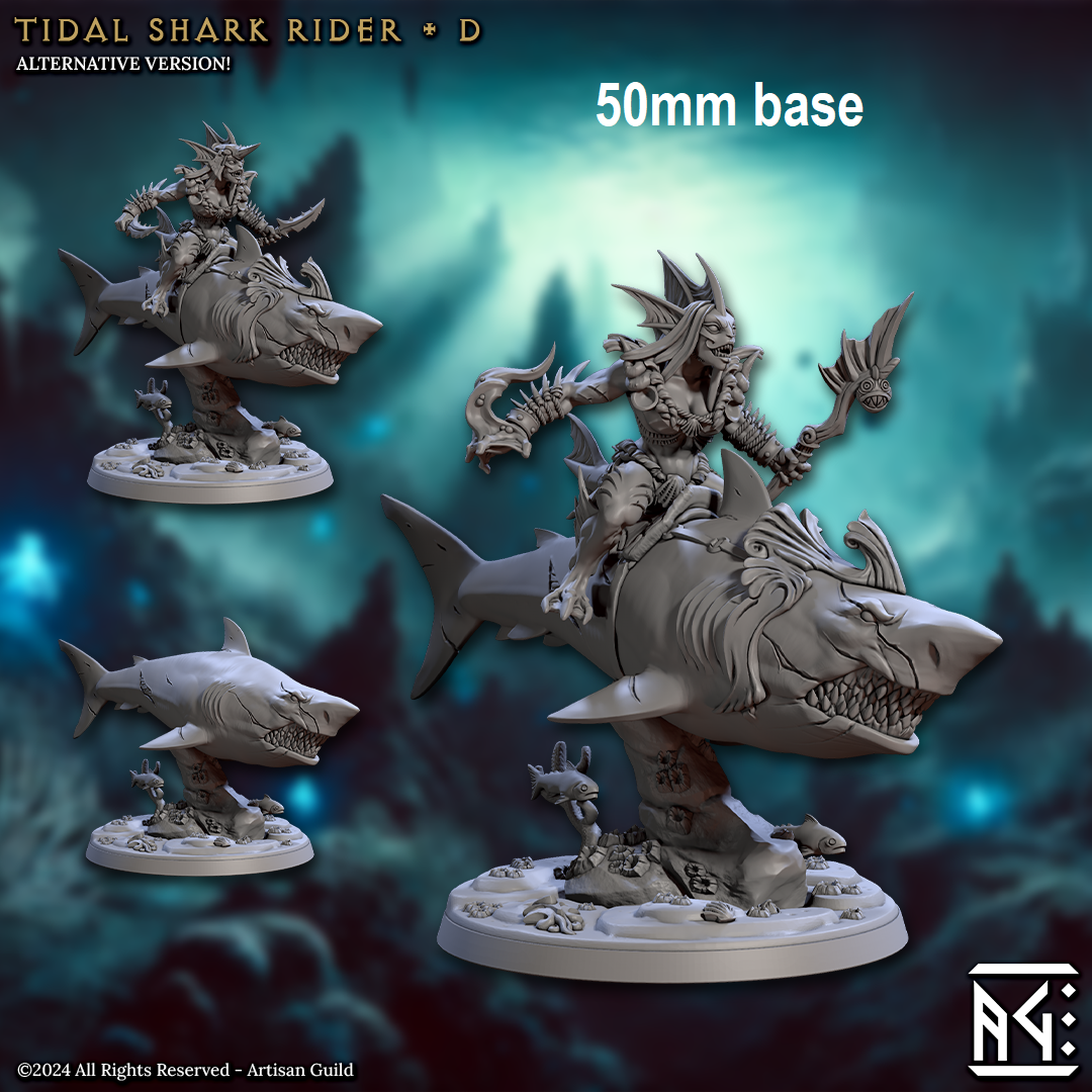 Tidal Shark Rider: Sculpt D (Mounted Female Merfolk Warrior)