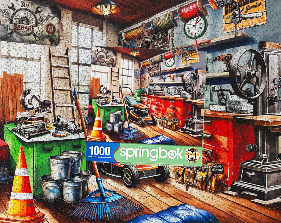 Toolman's Garage 1000 Piece Jigsaw Puzzle by Springbok Puzzles