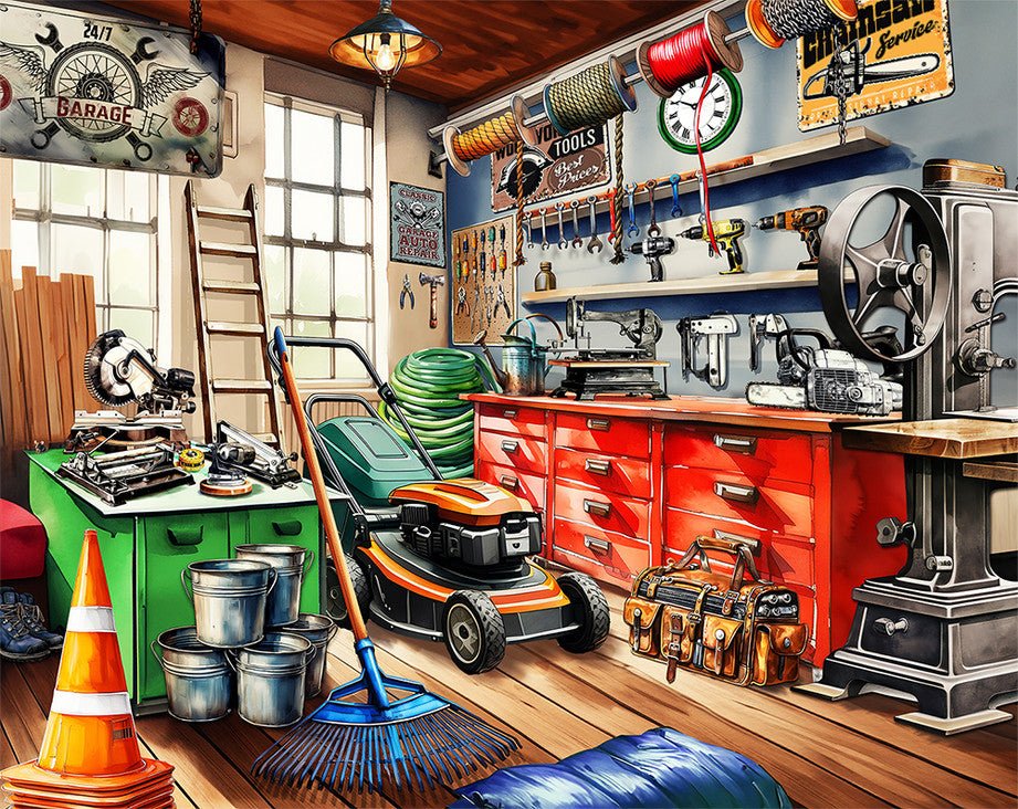 Toolman's Garage 1000 Piece Jigsaw Puzzle by Springbok Puzzles