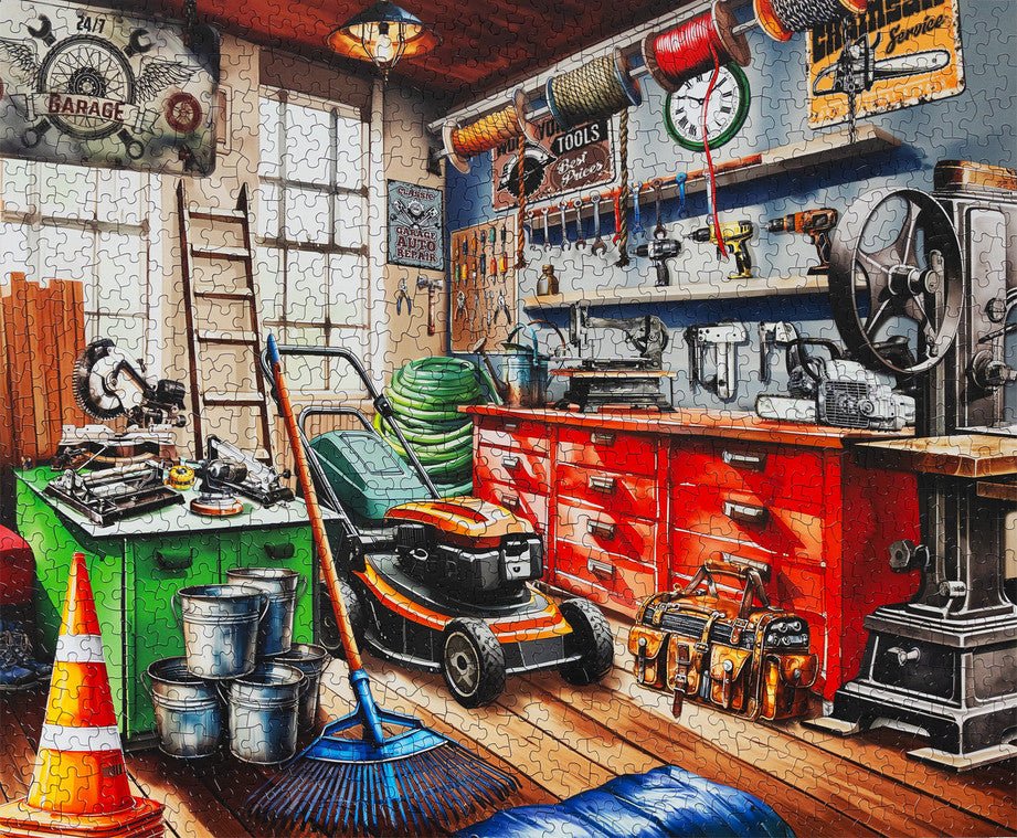 Toolman's Garage 1000 Piece Jigsaw Puzzle by Springbok Puzzles
